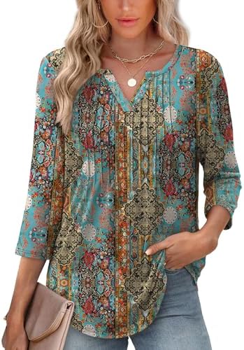 3/4 Length Sleeve Boho Tops Summer School
