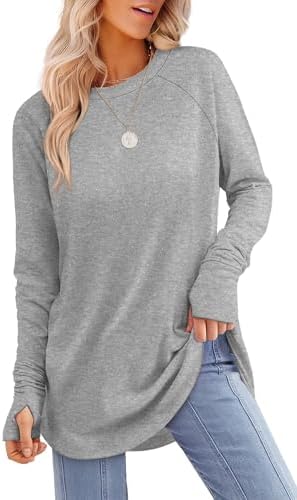 Casual Tops Loose Fit Thumb Hole Shirts