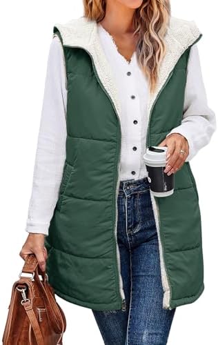 Long Puffer Vest Hooded Sleeveless