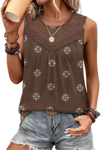 Plus Size Tank Tops Loose Fit Sleeveless Lace