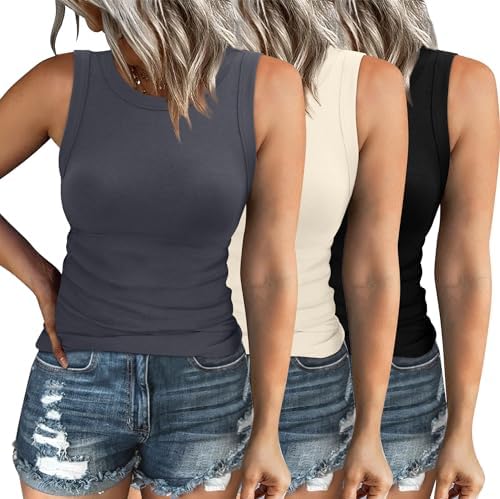 Sleeveless Tops 3 Pack Crew Neck Undershirt