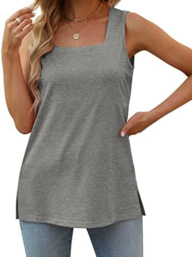 Sleeveless Tops Summer Square Neck