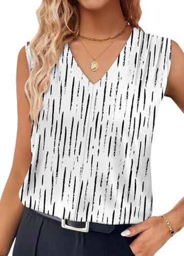 Summer Tops V Neck Tank Dressy Casual Pleated