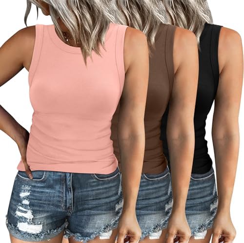 Tank Tops Basic 3 Piece Summer High Neck