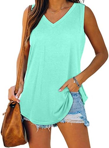 Tank Tops V Neck Basic Flowy Casual Sleeveless
