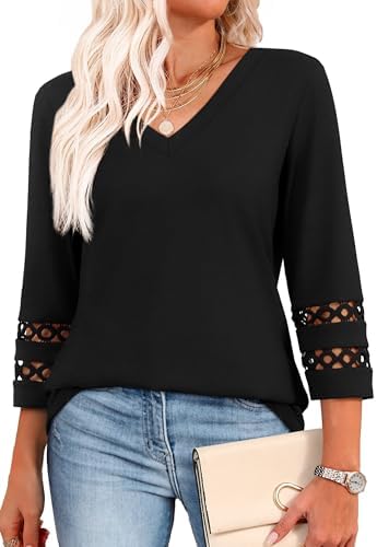 Work Blouses Dressy Casual Lace 3/4 Sleeve